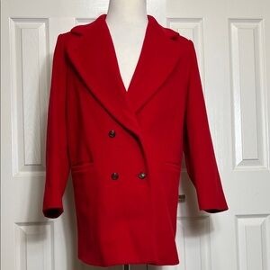 Herman Kay Women's Red Double-Breasted Pea Coat Sz 12